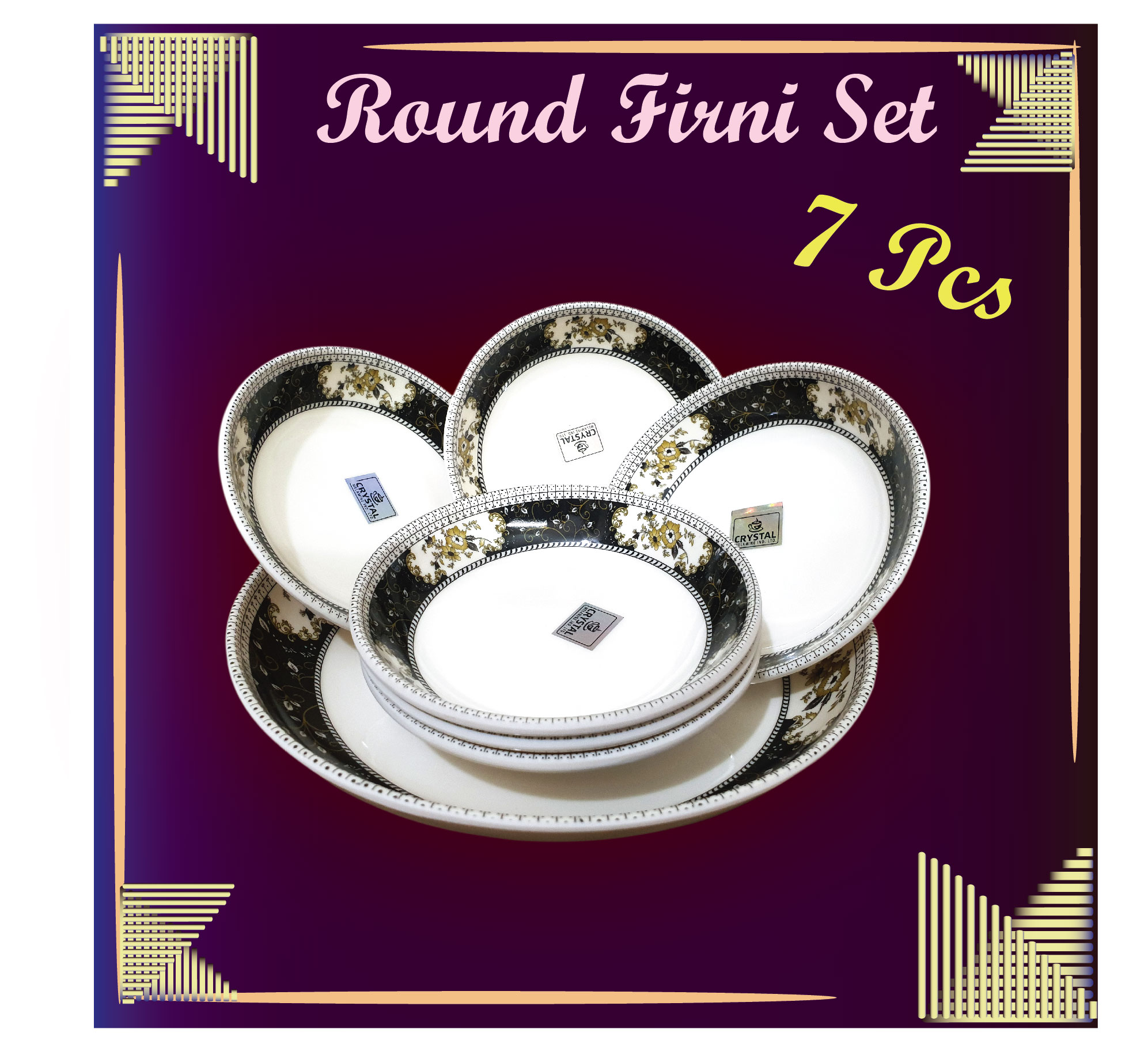 7 Pcs Melamine Round Firni Set